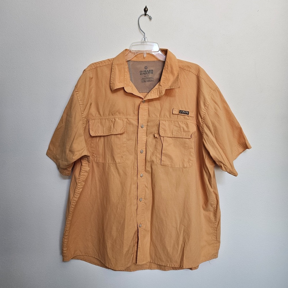G H Bass Shirt Men XXL Orange Earth Vented Fishing Outdoor Cooling Mesh